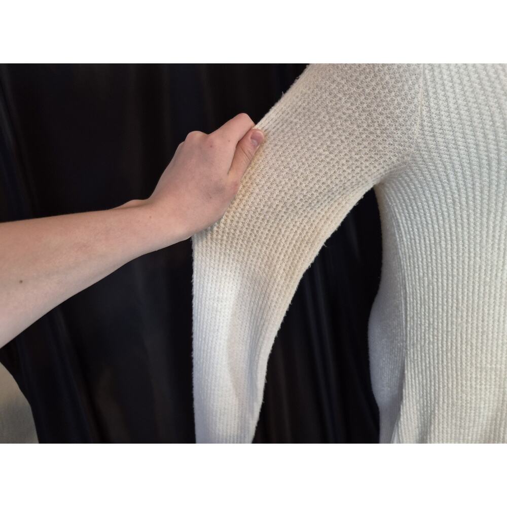 Nation LTD *IN IVORY* Waffle Knit Front Buttton Sweater Midi Dress Medium - Picture 5 of 9